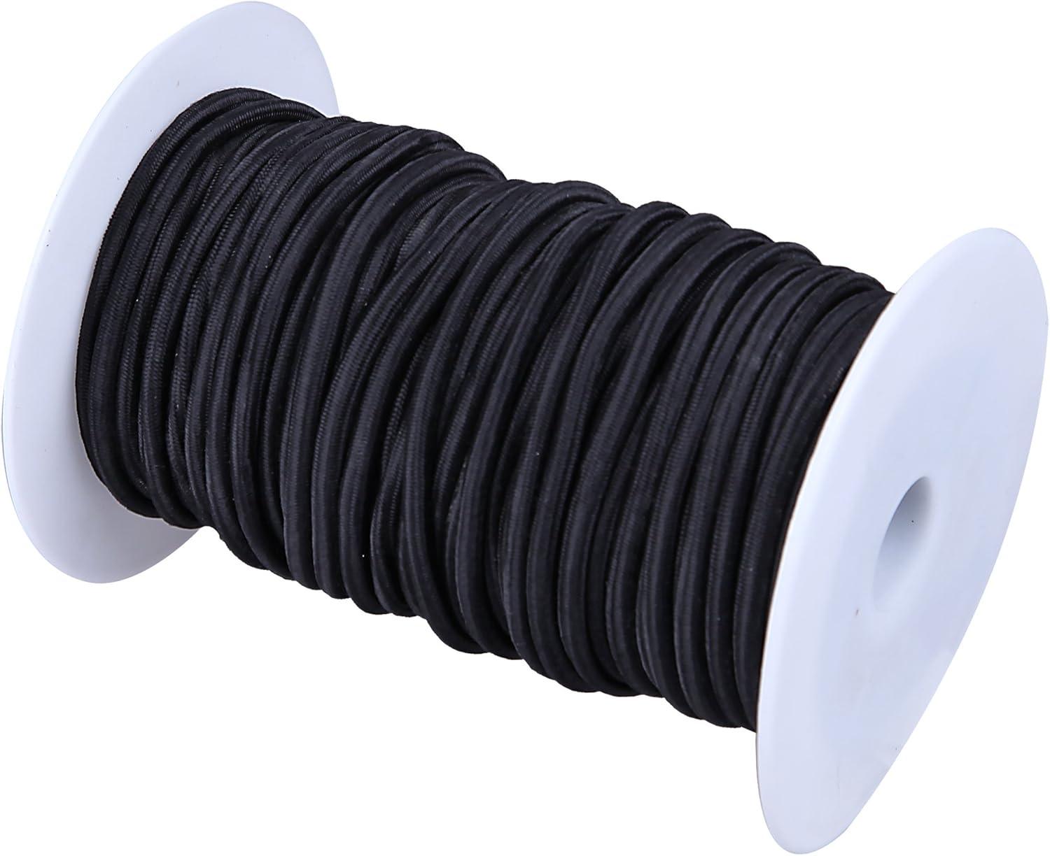 imageCARTMAN 14 Marine Grade Elastic Cord Crafting Stretch String 40kg x 50ft with 4 More Hooks for Camping Kayak Deck Crafting Blue ColorBlack