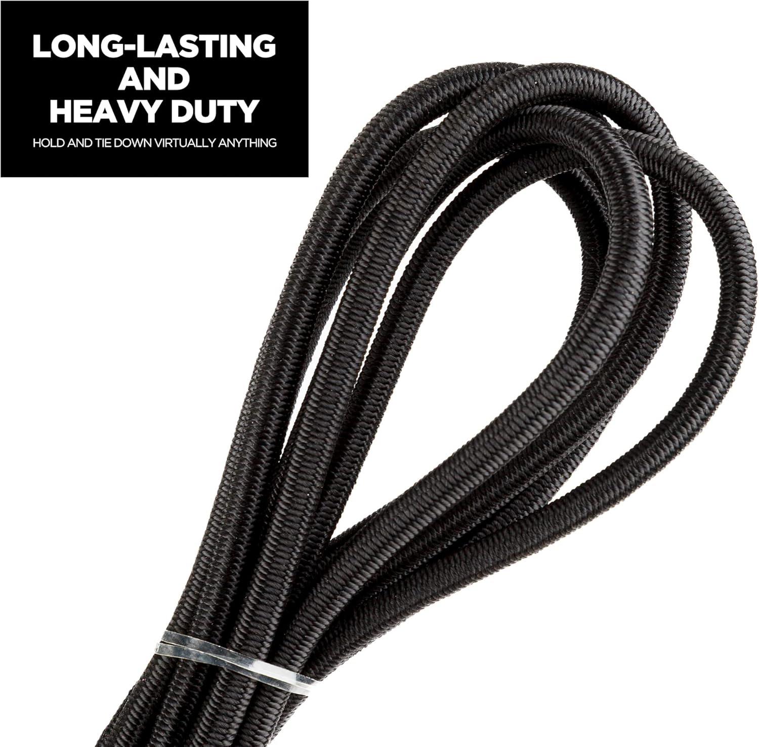 imageCARTMAN 14 Marine Grade Elastic Cord Crafting Stretch String 40kg x 50ft with 4 More Hooks for Camping Kayak Deck Crafting Blue ColorBlack