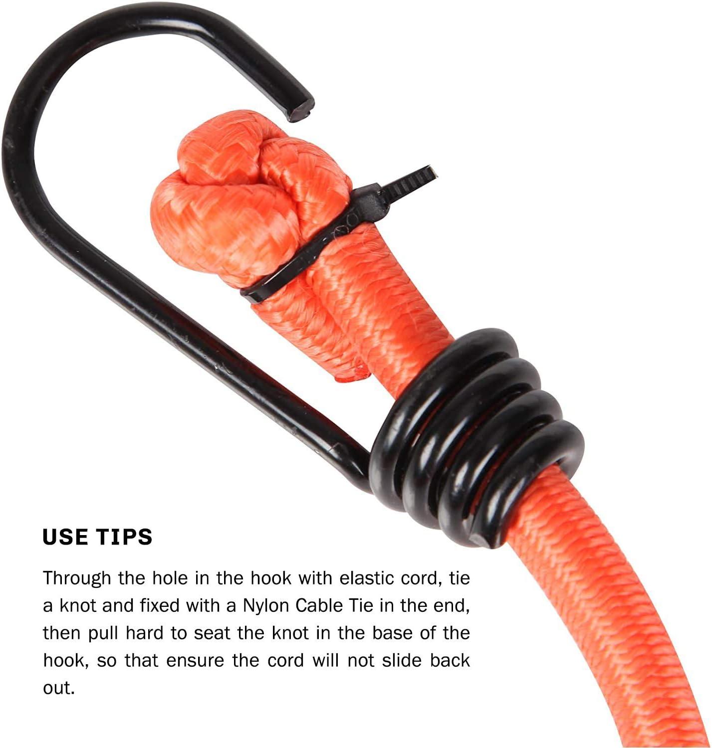 imageCARTMAN 14 Marine Grade Elastic Cord Crafting Stretch String 40kg x 50ft with 4 More Hooks for Camping Kayak Deck Crafting Blue ColorBlack