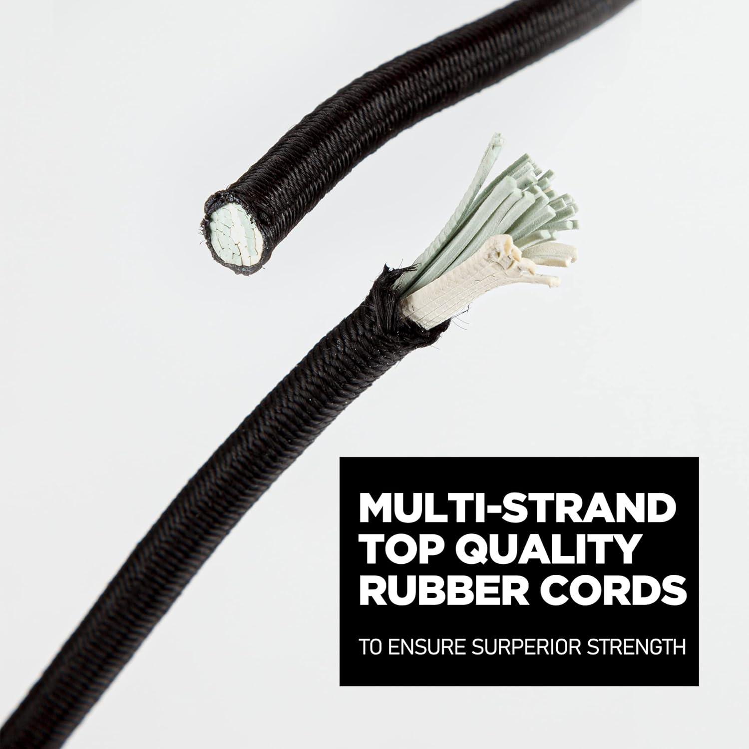 imageCARTMAN 14 Marine Grade Elastic Cord Crafting Stretch String 40kg x 50ft with 4 More Hooks for Camping Kayak Deck Crafting Blue ColorBlack