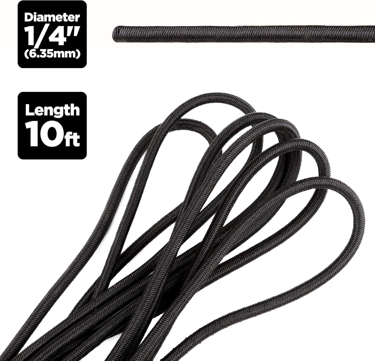 imageCARTMAN 14 Marine Grade Elastic Cord Crafting Stretch String 40kg x 50ft with 4 More Hooks for Camping Kayak Deck Crafting Blue ColorBlack