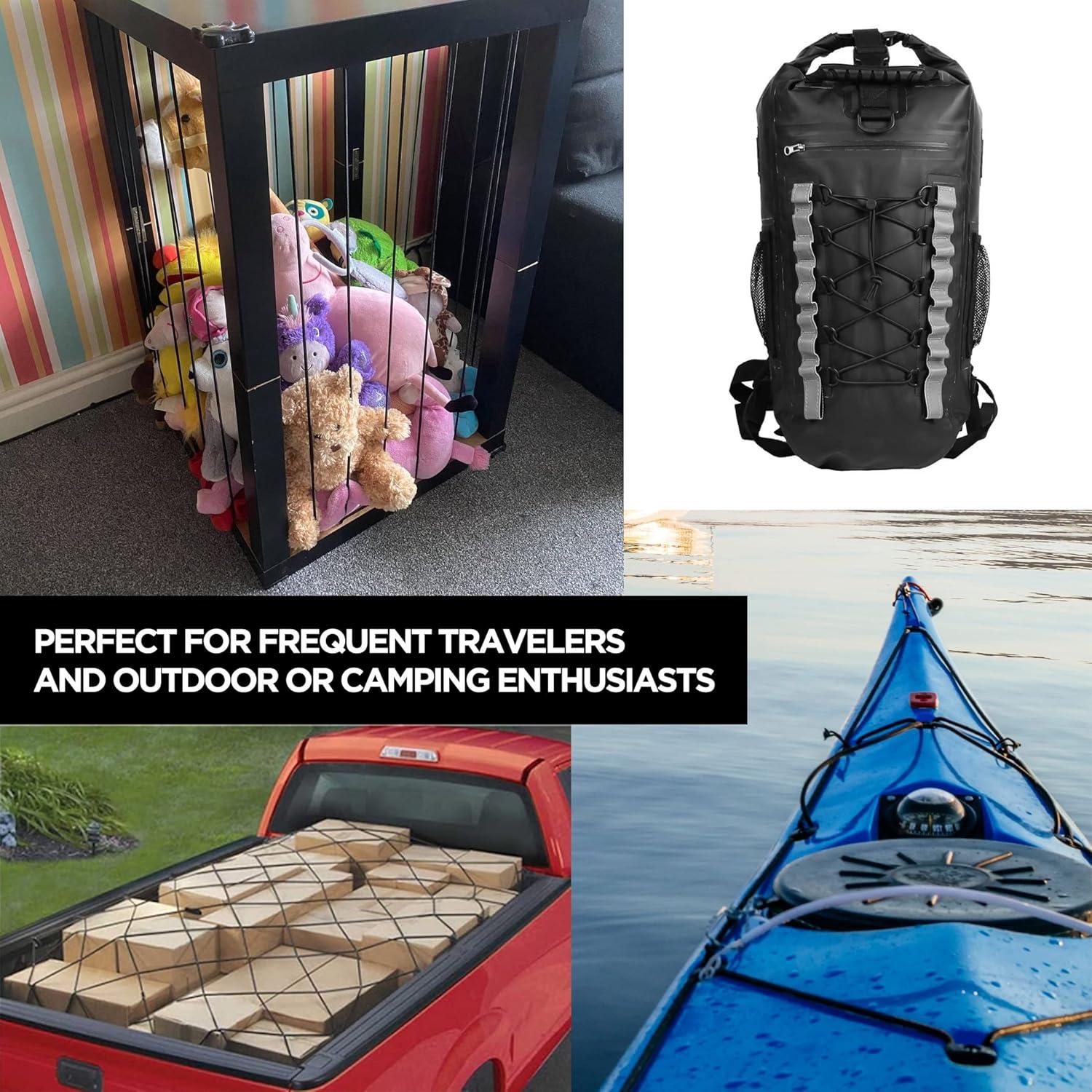 imageCARTMAN 14 Marine Grade Elastic Cord Crafting Stretch String 40kg x 50ft with 4 More Hooks for Camping Kayak Deck Crafting Blue ColorBlack