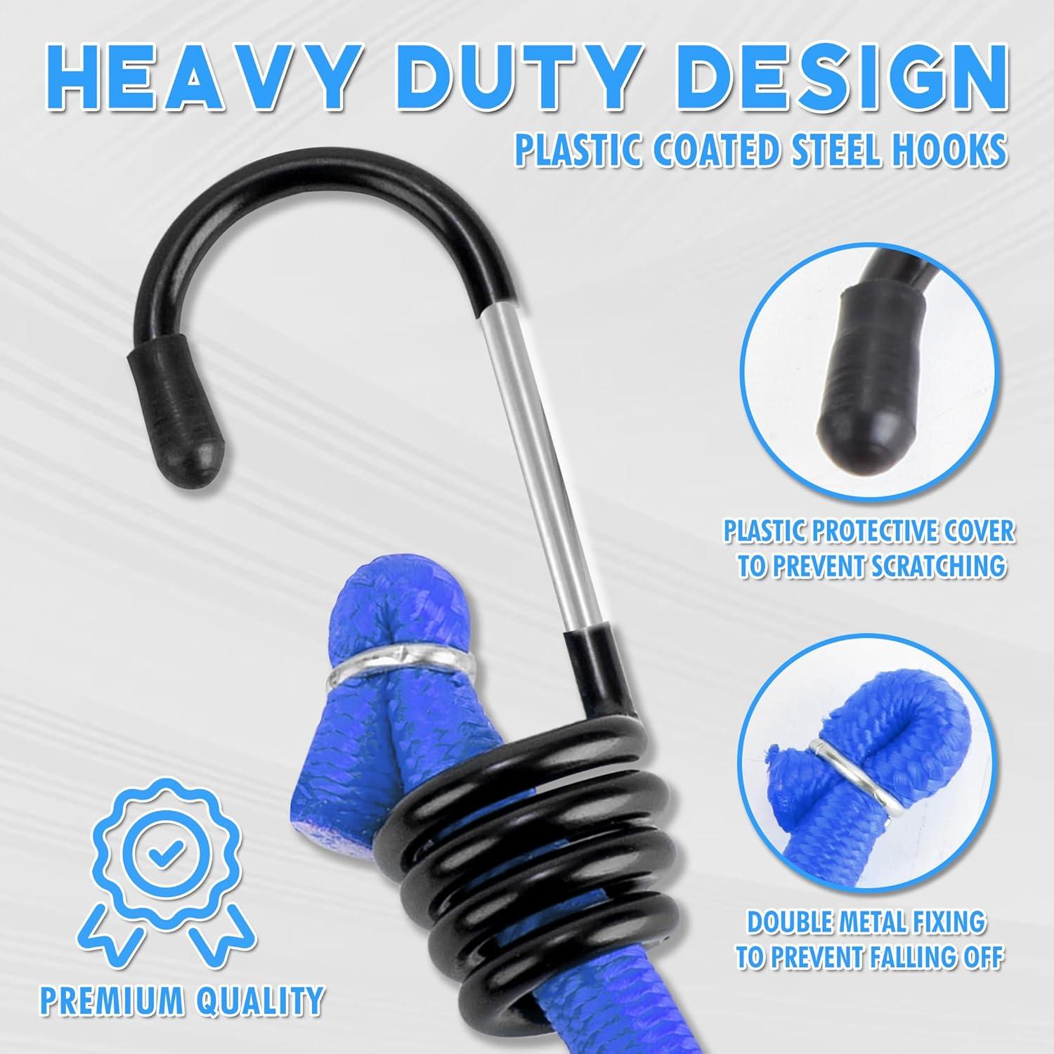 imageCARTMAN 30pcs Heavy Duty Bungee Cords with Hooks  Assortment in Jar Including Tarp Clips Canopy Ties ampamp Ball Bungees for Secure Outdoor and Indoor Use24PCS