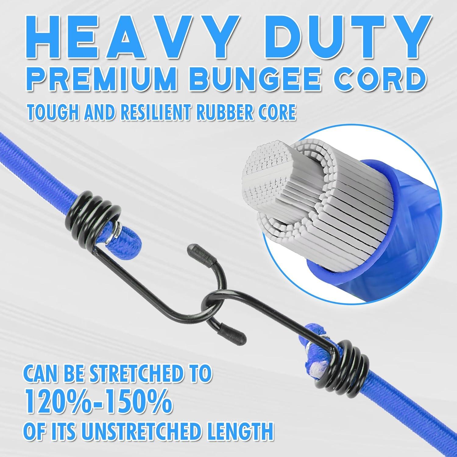 imageCARTMAN 30pcs Heavy Duty Bungee Cords with Hooks  Assortment in Jar Including Tarp Clips Canopy Ties ampamp Ball Bungees for Secure Outdoor and Indoor Use24PCS