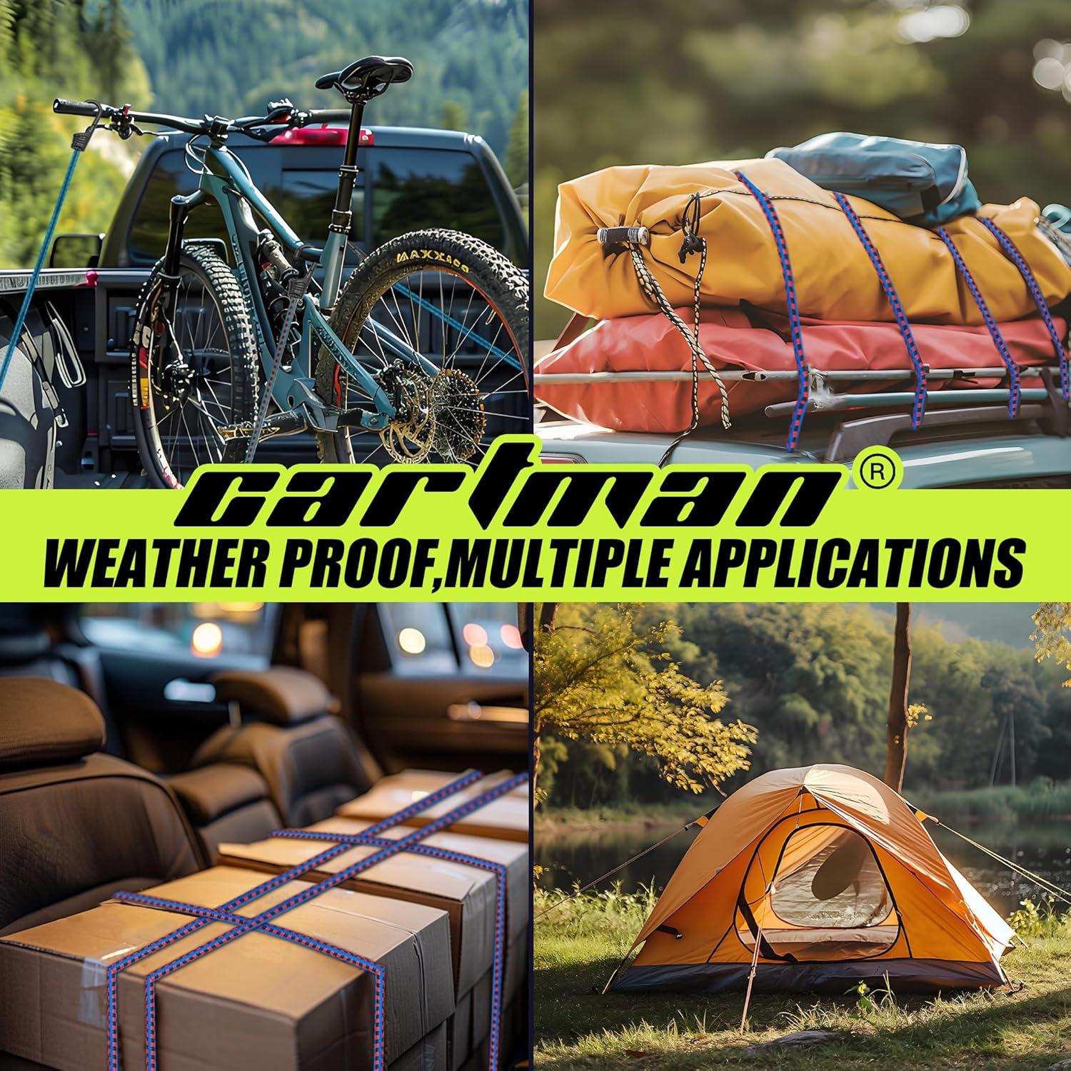 imageCARTMAN 30pcs Heavy Duty Bungee Cords with Hooks  Assortment in Jar Including Tarp Clips Canopy Ties ampamp Ball Bungees for Secure Outdoor and Indoor Use30PCS