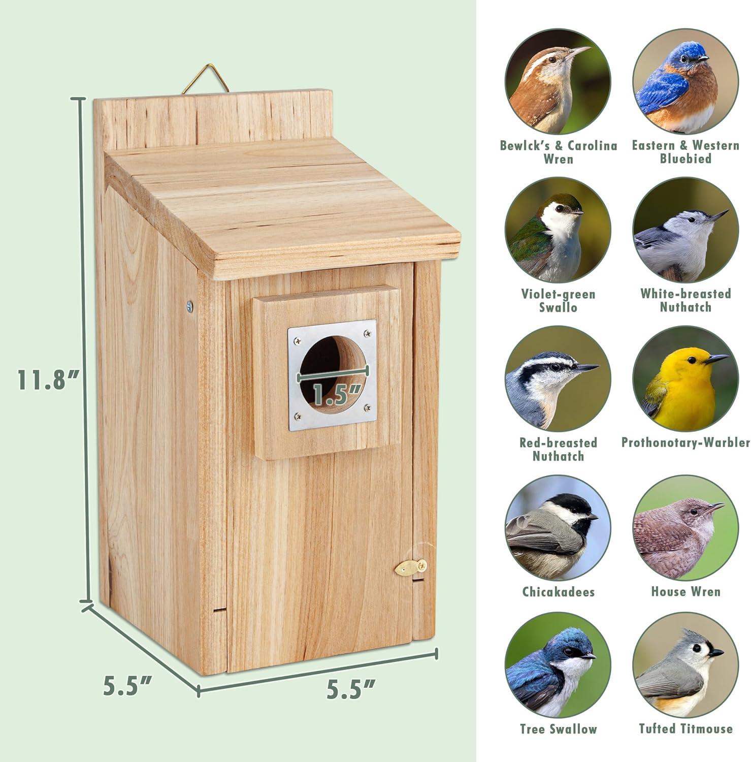 imageCARTMAN Hanging Colourful Birdhouse Bird Feeder Wooden Humming Bird Nest Garden Country Cottages Bird House Decorative Bird Feeder Gift for Hummingbirds Cardinal Bluebird and Wild BirdsSolid Wood 2pk