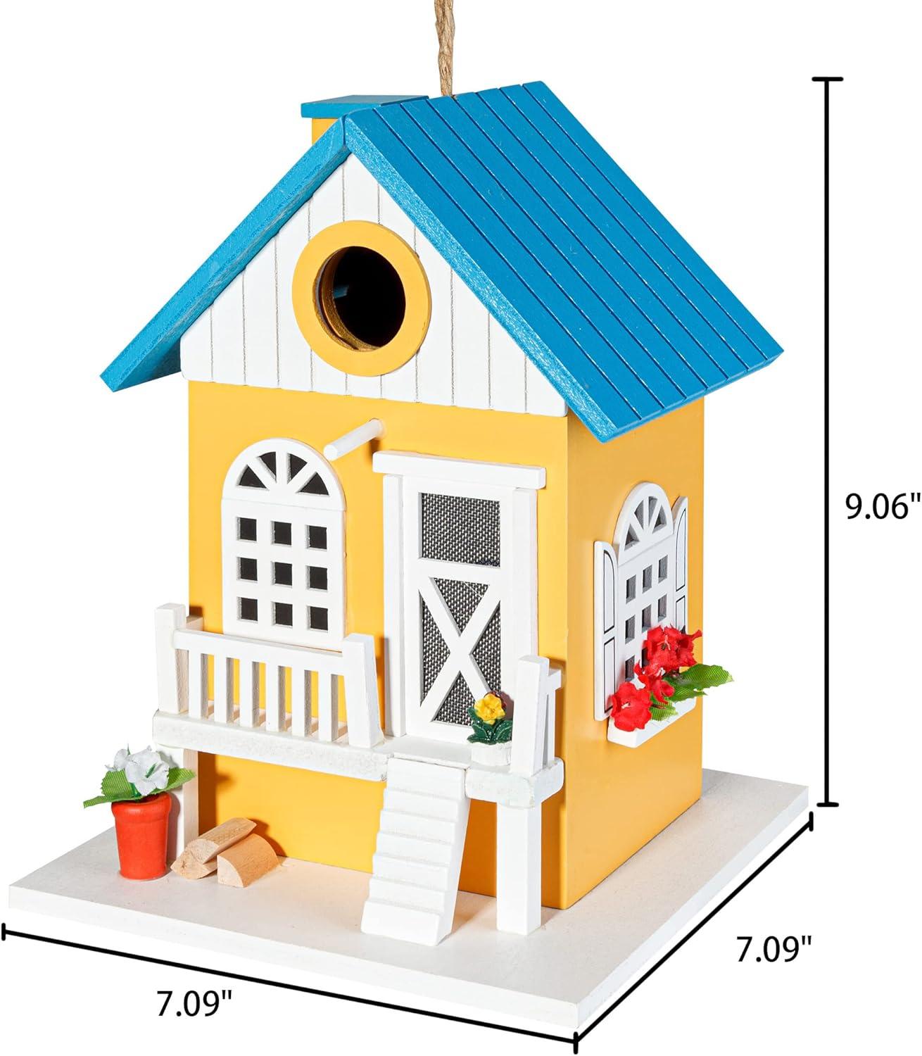 imageCARTMAN Hanging Colourful Birdhouse Bird Feeder Wooden Humming Bird Nest Garden Country Cottages Bird House Decorative Bird Feeder Gift for Hummingbirds Cardinal Bluebird and Wild BirdsColourful