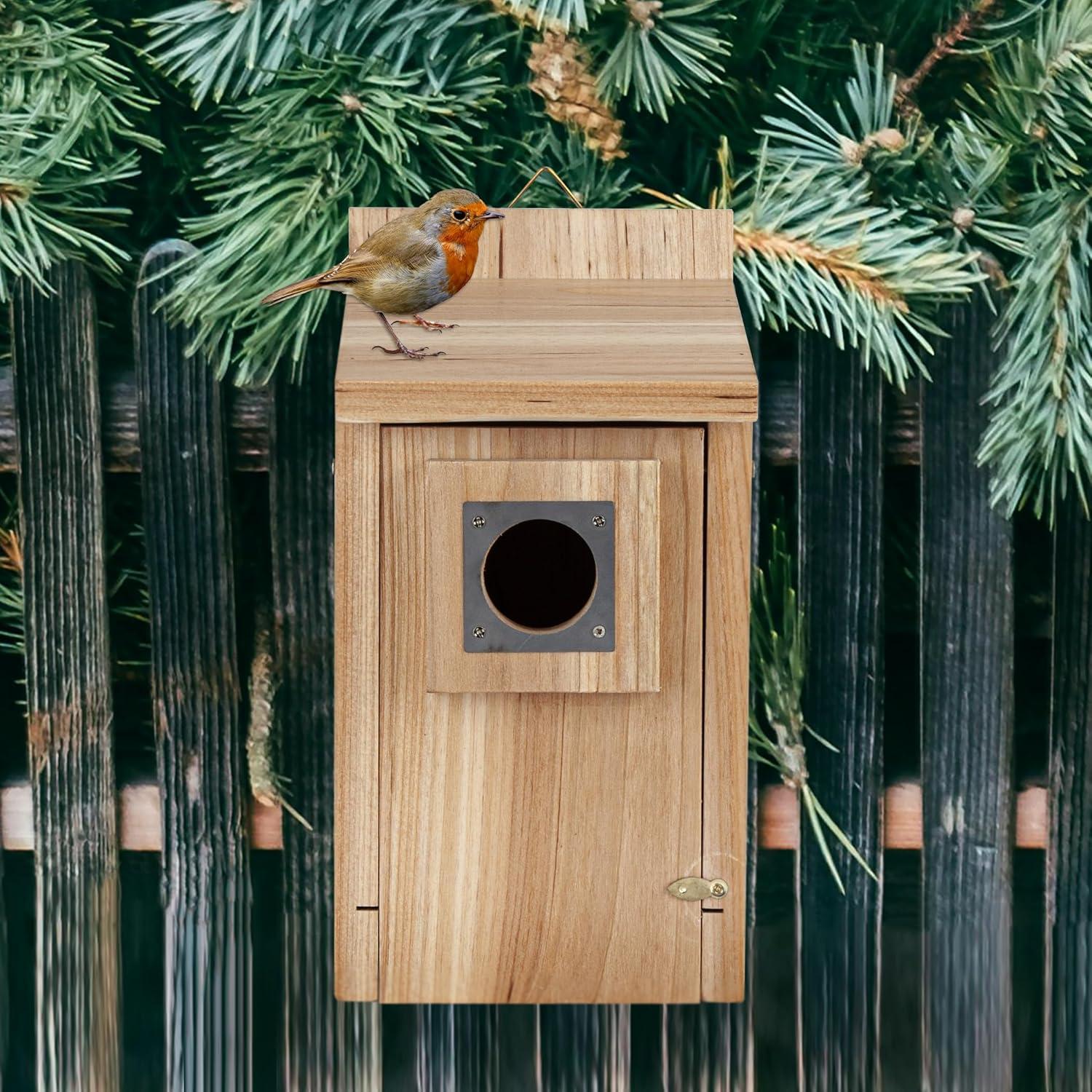 imageCARTMAN Hanging Colourful Birdhouse Bird Feeder Wooden Humming Bird Nest Garden Country Cottages Bird House Decorative Bird Feeder Gift for Hummingbirds Cardinal Bluebird and Wild BirdsSolid Wood 2pk