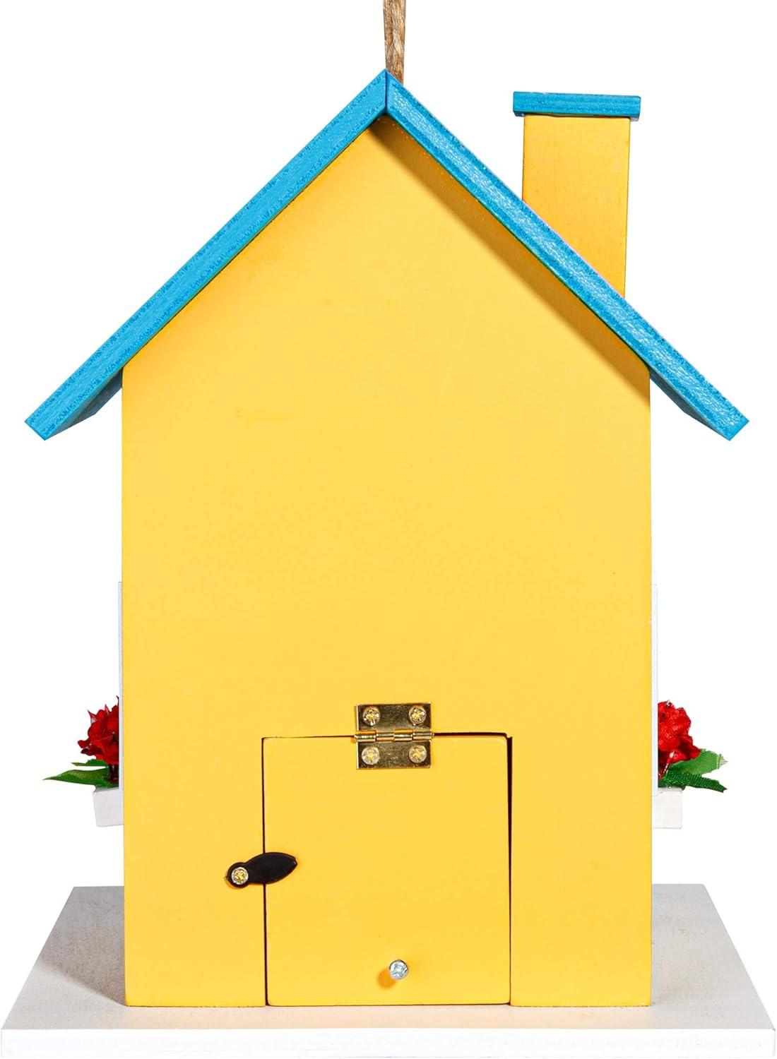 imageCARTMAN Hanging Colourful Birdhouse Bird Feeder Wooden Humming Bird Nest Garden Country Cottages Bird House Decorative Bird Feeder Gift for Hummingbirds Cardinal Bluebird and Wild BirdsColourful