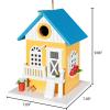 imageCARTMAN 05 Inch Thick Blue Bird Box House Wood Bird Houses for Outside Hummingbird House for Outside Clearance Garden Country Cottages 2PKColourful