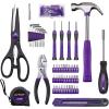 imageCARTMAN 126Piece Home Tool Set Kit Basic Household Hand Tools with Storage Case RedPurple