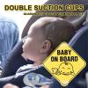 imageCARTMAN 2 Pack Reflective Baby on Board Sign 5x5 Inch Noticeable Bright Yellow Signs with 4 Suction Cups for Extra Strong Hold On Windows Baby in Car Sticker