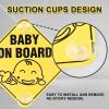 imageCARTMAN 2 Pack Reflective Baby on Board Sign 5x5 Inch Noticeable Bright Yellow Signs with 4 Suction Cups for Extra Strong Hold On Windows Baby in Car Sticker