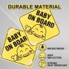 imageCARTMAN 2 Pack Reflective Baby on Board Sign 5x5 Inch Noticeable Bright Yellow Signs with 4 Suction Cups for Extra Strong Hold On Windows Baby in Car Sticker
