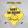 imageCARTMAN 2 Pack Reflective Baby on Board Sign 5x5 Inch Noticeable Bright Yellow Signs with 4 Suction Cups for Extra Strong Hold On Windows Baby in Car Sticker