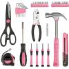 imageCARTMAN 39Piece Home Tool Set Kit Essential Household Hand Tools with Plastic Storage CasePink