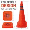 imageCARTMAN 4 Pack 28 Inch Collapsible Traffic Cones with LED Light Multi Purpose Pop up Reflective Safety Cones Pack of 4 Battery Included