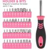 imageCARTMAN 52 Piece Tool Set Hand Tool Set with Easy Carrying Round Pouch  Perfect for DIY Pink