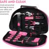 imageCARTMAN 52 Piece Tool Set Hand Tool Set with Easy Carrying Round Pouch  Perfect for DIY Pink