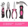 imageCARTMAN 52 Piece Tool Set Hand Tool Set with Easy Carrying Round Pouch  Perfect for DIY Pink