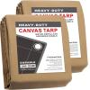 imageCARTMAN Finished Size 6x8 Feet Tan Canvas Tarp with Rustproof Grommets 12 Oz Heavy Duty Multipurpose Tarpaulin Cover for Canopy Tent Roof Camping WoodpileTan
