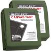 imageCARTMAN Finished Size 6x8 Feet Tan Canvas Tarp with Rustproof Grommets 12 Oz Heavy Duty Multipurpose Tarpaulin Cover for Canopy Tent Roof Camping WoodpileOlive Green