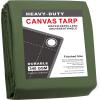 imageCARTMAN Finished Size 6x8 Feet Tan Canvas Tarp with Rustproof Grommets 12 Oz Heavy Duty Multipurpose Tarpaulin Cover for Canopy Tent Roof Camping WoodpileOlive Green