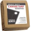 imageCARTMAN Finished Size 6x8 Feet Tan Canvas Tarp with Rustproof Grommets 12 Oz Heavy Duty Multipurpose Tarpaulin Cover for Canopy Tent Roof Camping WoodpileTan