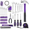 imageCartman 148Piece Tool Set General Household Hand Tool Kit with Plastic Toolbox Storage Case PinkPurple