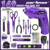 imageCartman 149 Piece Tool Set General Household Hand Tool Kit with Cordless Screwdriver Blue149 PURPLE
