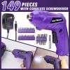 imageCartman 149 Piece Tool Set General Household Hand Tool Kit with Cordless Screwdriver Blue149 PURPLE