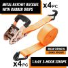 imageCartman 15quot x 15 Padded Ratchet Tie Down 3000Lbs Capacity 4pk Orange4PK