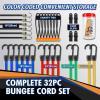 imageCartman 32 Piece Bungee Cords Assortment Jar Includes 10quot 18quot 24quot 32quot 40quot Bungee Cord with Hooks 8quot Canopy Tarp Ball Ties and Tarp Clips32PC