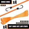 imageCartman Ratchet Tie Down Straps 4PK 2000lb Max Break Strength with Premium 1quot x 15 Rachet Tie Downs with Padded Handles 4PK 1quot x 18quot Soft Loop for Moving Securing Cargo4PK Orange