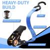 imageCartman Ratchet Tie Down Straps 4PK 2000lb Max Break Strength with Premium 1quot x 15 Rachet Tie Downs with Padded Handles 4PK 1quot x 18quot Soft Loop for Moving Securing Cargo6PK Blue