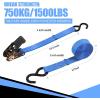 imageCartman Ratchet Tie Down Straps 4PK 2000lb Max Break Strength with Premium 1quot x 15 Rachet Tie Downs with Padded Handles 4PK 1quot x 18quot Soft Loop for Moving Securing Cargo6PK Blue