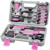 imageCARTMAN 126Piece Home Tool Set Kit Basic Household Hand Tools with Storage Case RedPink