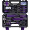 imageCARTMAN 126Piece Home Tool Set Kit Basic Household Hand Tools with Storage Case RedPurple