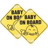 imageCARTMAN 2 Pack Reflective Baby on Board Sign 5x5 Inch Noticeable Bright Yellow Signs with 4 Suction Cups for Extra Strong Hold On Windows Baby in Car Sticker