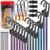 imageCARTMAN 30pcs Heavy Duty Bungee Cords with Hooks  Assortment in Jar Including Tarp Clips Canopy Ties ampamp Ball Bungees for Secure Outdoor and Indoor Use30PCS