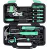 imageCARTMAN 39Piece Home Tool Set Kit Essential Household Hand Tools with Plastic Storage Case RedGreen
