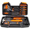 imageCARTMAN 39Piece Home Tool Set Kit Essential Household Hand Tools with Plastic Storage Case RedOrange