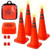 imageCARTMAN 4 Pack 28 Inch Collapsible Traffic Cones with LED Light Multi Purpose Pop up Reflective Safety Cones Pack of 4 Battery Included
