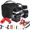 imageCARTMAN Dual Cylinder DC 12V Air Compressor for Car Heavy Duty Portable Tire InflatorTire Pump 120PSI with LED Light for AutoTruckSUV RVBalls etc Black
