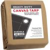 imageCARTMAN Finished Size 6x8 Feet Tan Canvas Tarp with Rustproof Grommets 12 Oz Heavy Duty Multipurpose Tarpaulin Cover for Canopy Tent Roof Camping WoodpileTan