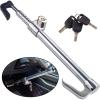imageCARTMAN Steering Wheel Lock Bar Heavy Duty Anti Theft Security Brake Pedal Lock with Adjustable Length 3 Keys Included Silver