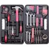 imageCartman 148Piece Tool Set General Household Hand Tool Kit with Plastic Toolbox Storage Case PinkPink