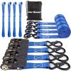 imageCartman Ratchet Tie Down Straps 4PK 2000lb Max Break Strength with Premium 1quot x 15 Rachet Tie Downs with Padded Handles 4PK 1quot x 18quot Soft Loop for Moving Securing Cargo4PK Blue
