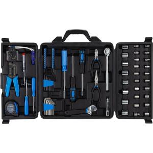 imageCARTMAN 205 Piece Ratchet Wrench Tool Set 14quot ampamp 38quot ampamp 12quot Drive with SAEMetric Sockets Kit in Plastic Toolbox122 PC
