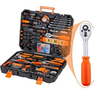 imageCARTMAN 238Piece Socket Wrench Auto Repair Tool Combination Package Mixed General Household Hand Tool Set Tool Kit with Plastic Toolbox Storage CaseOrange